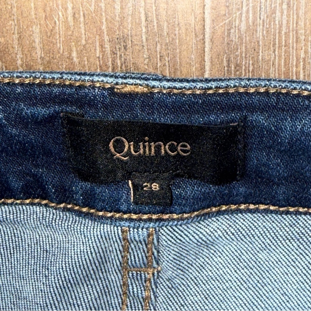 QUINCE Slim Straight Jeans Crop Dark Blue Sz 28 mid rise ankle - Picture 5 of 12